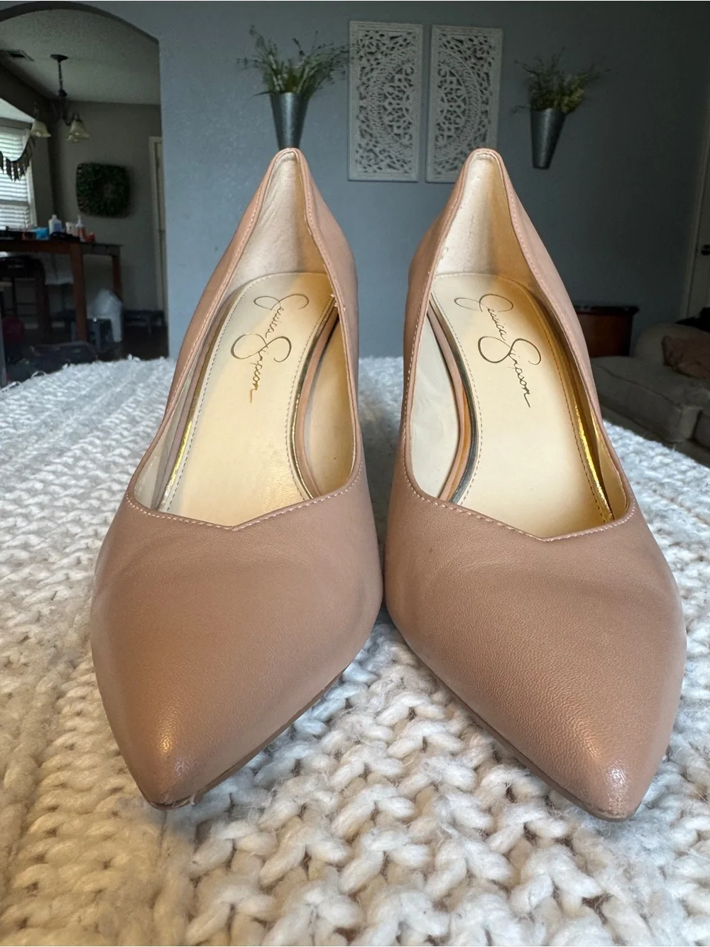 Jessica Simpson Nude Blush Pointed-Toe Stiletto Pumps